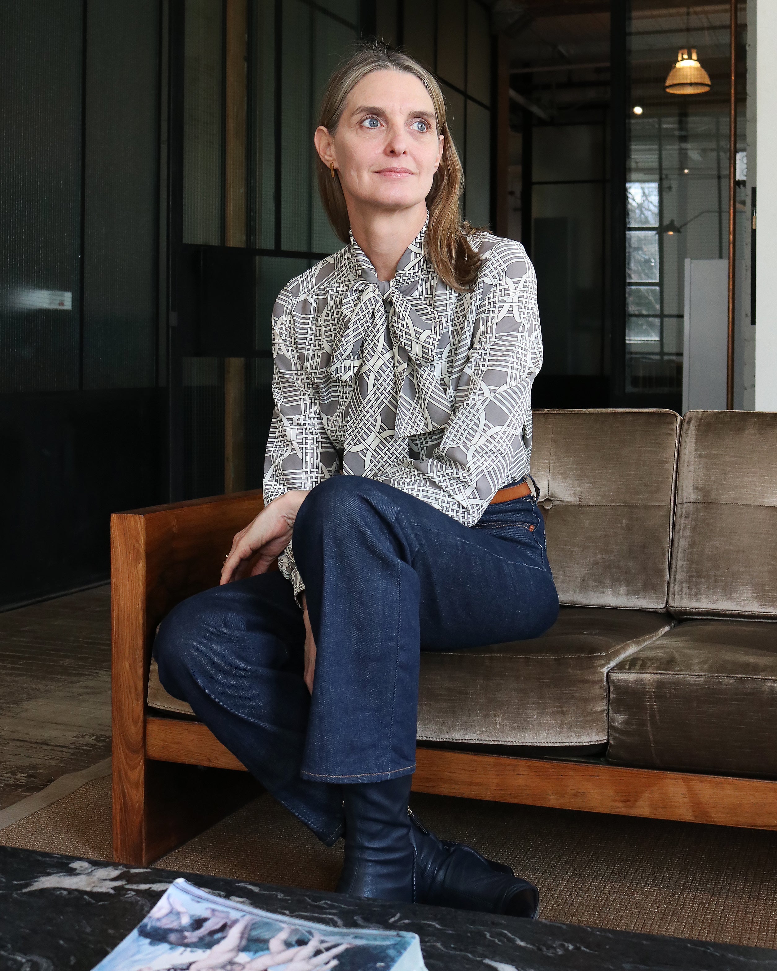 Woman sitting with natural makeup