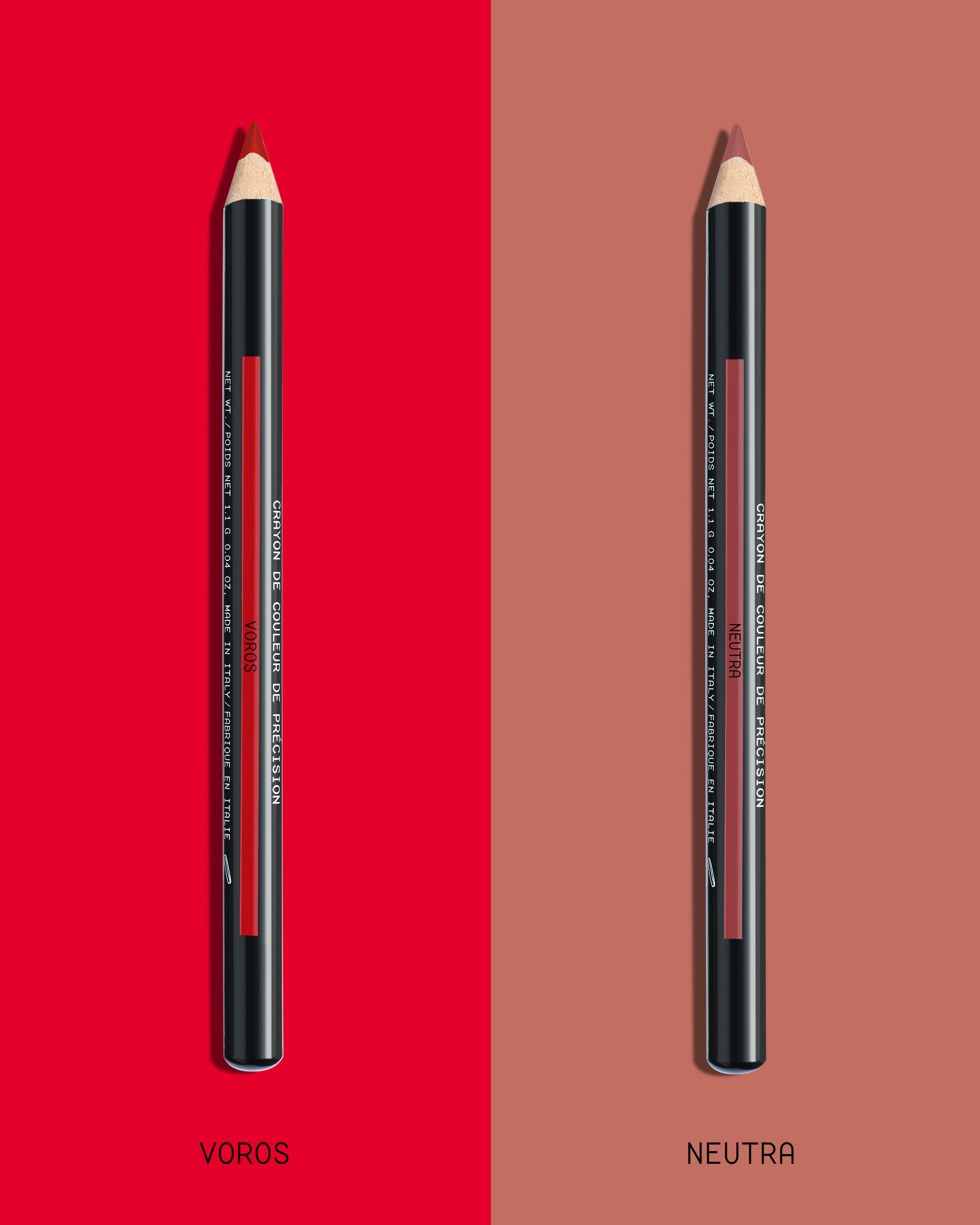 VOROS Precision Colour Pencil, NEUTRA Precision Colour Pencil, blush, lipliner, eyeliner, eyeshadow, red lipstick, neutral lipstick, clean beauty, inclusive beauty